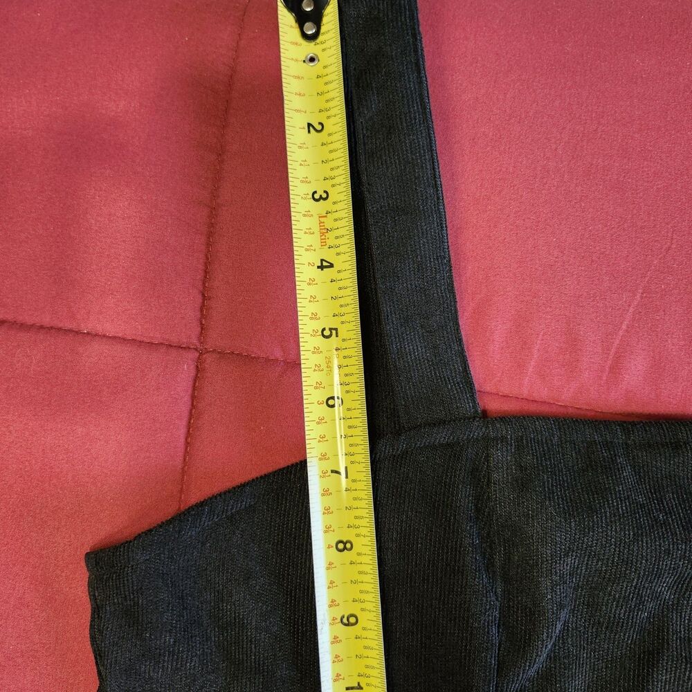 Black Corduroy Button Front Mini Dress Pinafore Style Pockets Size M - Picture 7 of 13